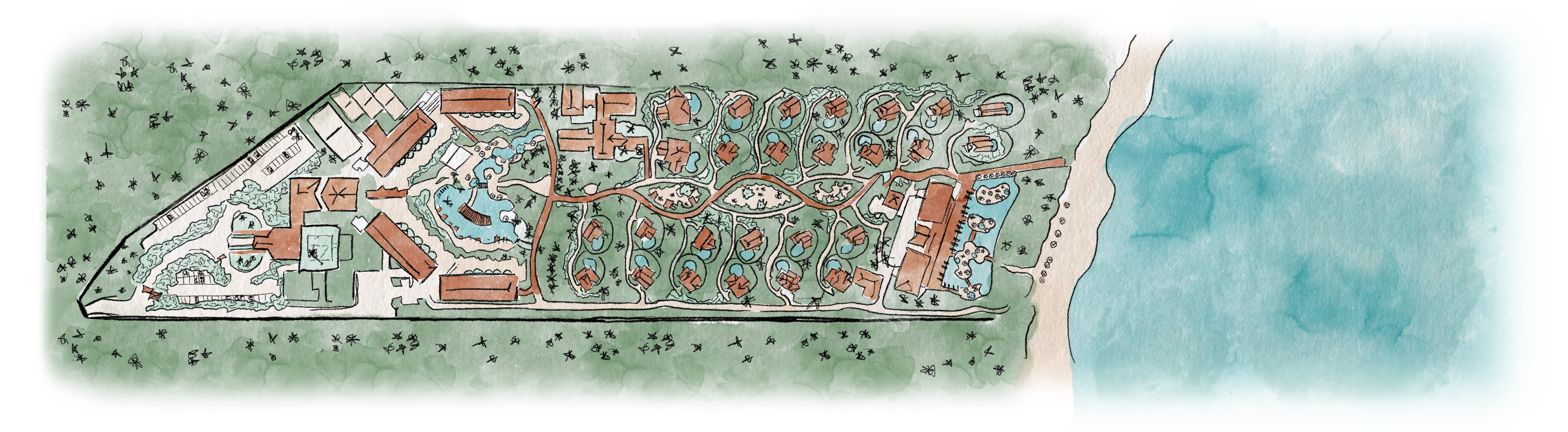Mapa em aquarela do Salg Patacho Exclusive Resort